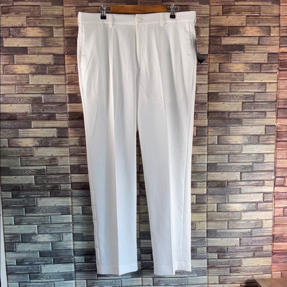 NWT Men's Flat Front Expandable Waistband Pant - White 36x32